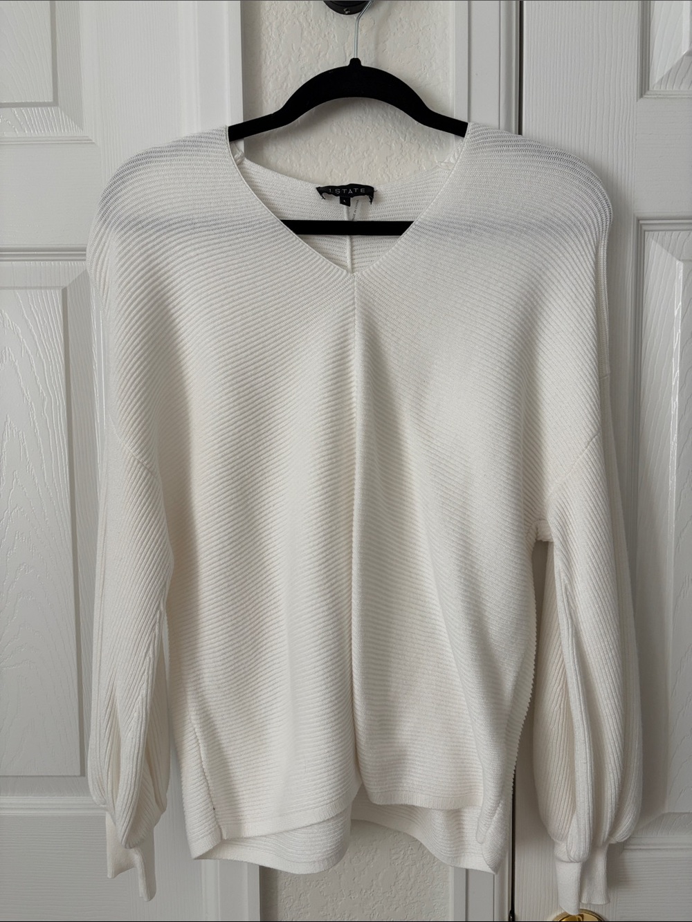 V-Neck White Knit Sweater